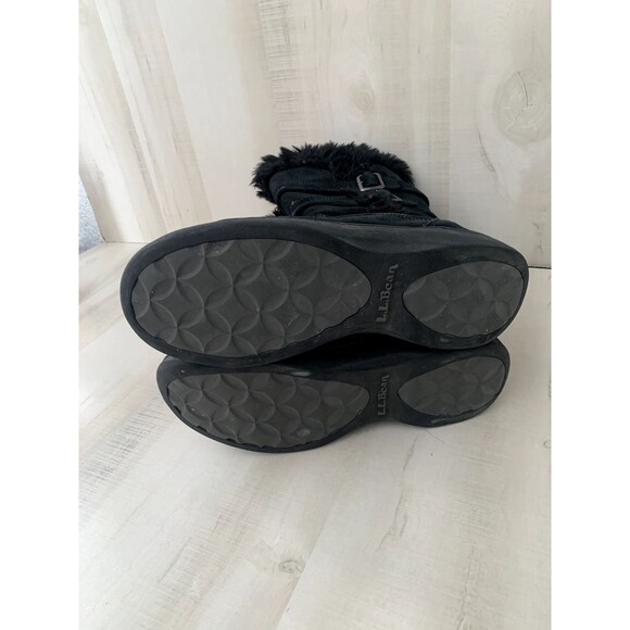 L.L. Bean Womens Black Snow Boots Nordic Insulated Size 9.5 Suede Zip Waterproof - Picture 5 of 11